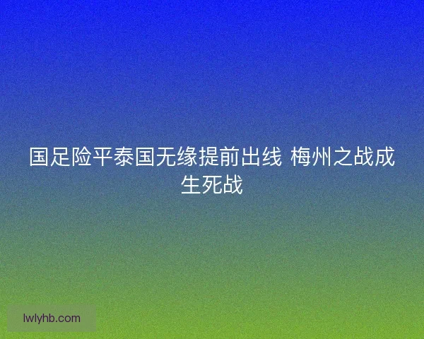 国足险平泰国无缘提前出线 梅州之战成生死战