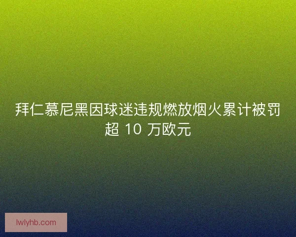 拜仁慕尼黑因球迷违规燃放烟火累计被罚超 10 万欧元