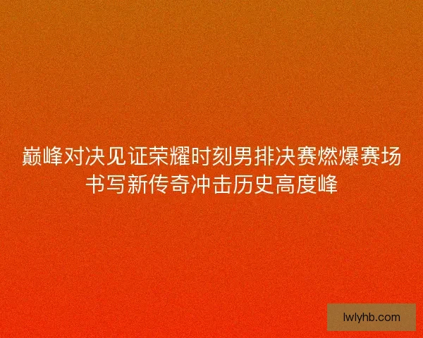 巅峰对决见证荣耀时刻男排决赛燃爆赛场书写新传奇冲击历史高度峰 巅峰对决见证荣耀时刻男排决赛燃爆赛场书写新传奇冲击历史高度峰